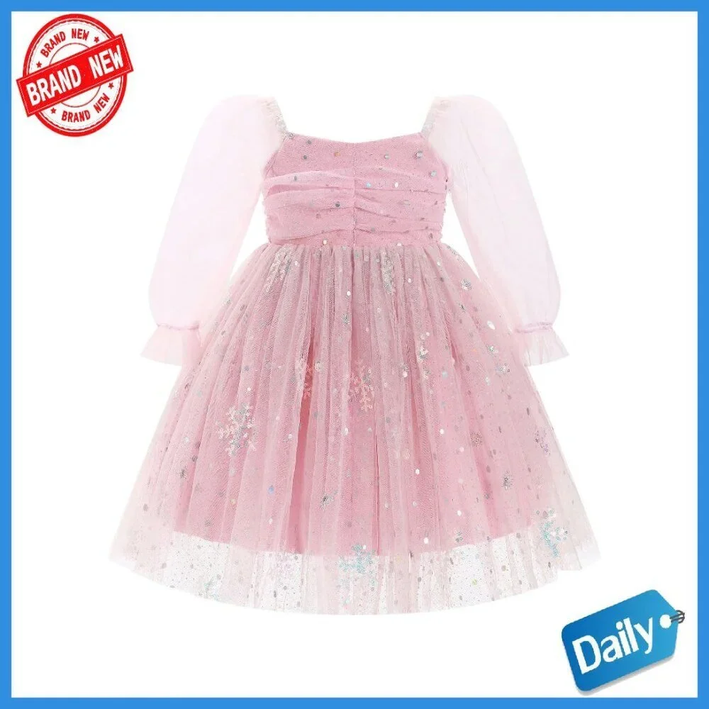 Toddler Girl Formal Tulle Dress Long Sleeve Birthday Party Photo Shoot